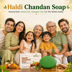 Vedbharat™ Haldi Chandan Soap | Ayurvedic Skin Care Bar | Brightening & Anti-Tan | Removes Impurities & Improves Skin Glow | Natural Turmeric & Sandalwood Soap | 100g