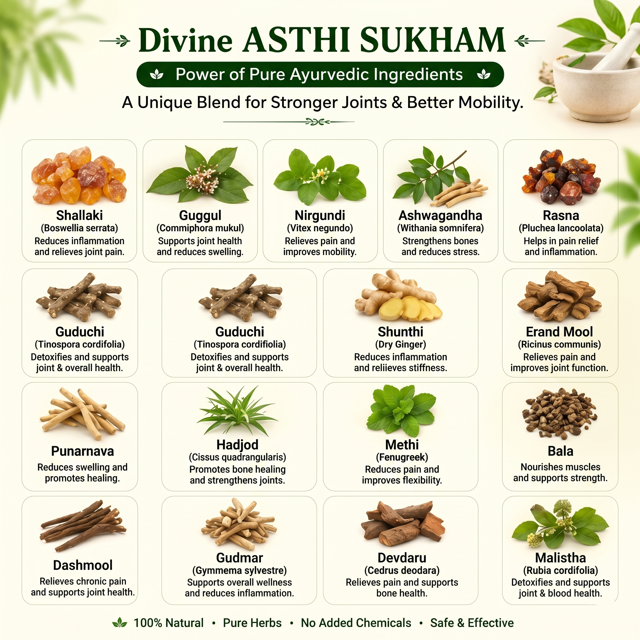 Vedbharat™ Divine Asthi Sukham | Ayurvedic Joint Pain Relief Syrup Kit | Supports Mobility, Flexibility & Bone Strength | Helps Reduce Inflammation & Stiffness | Herbal Joint Care for Men & Women