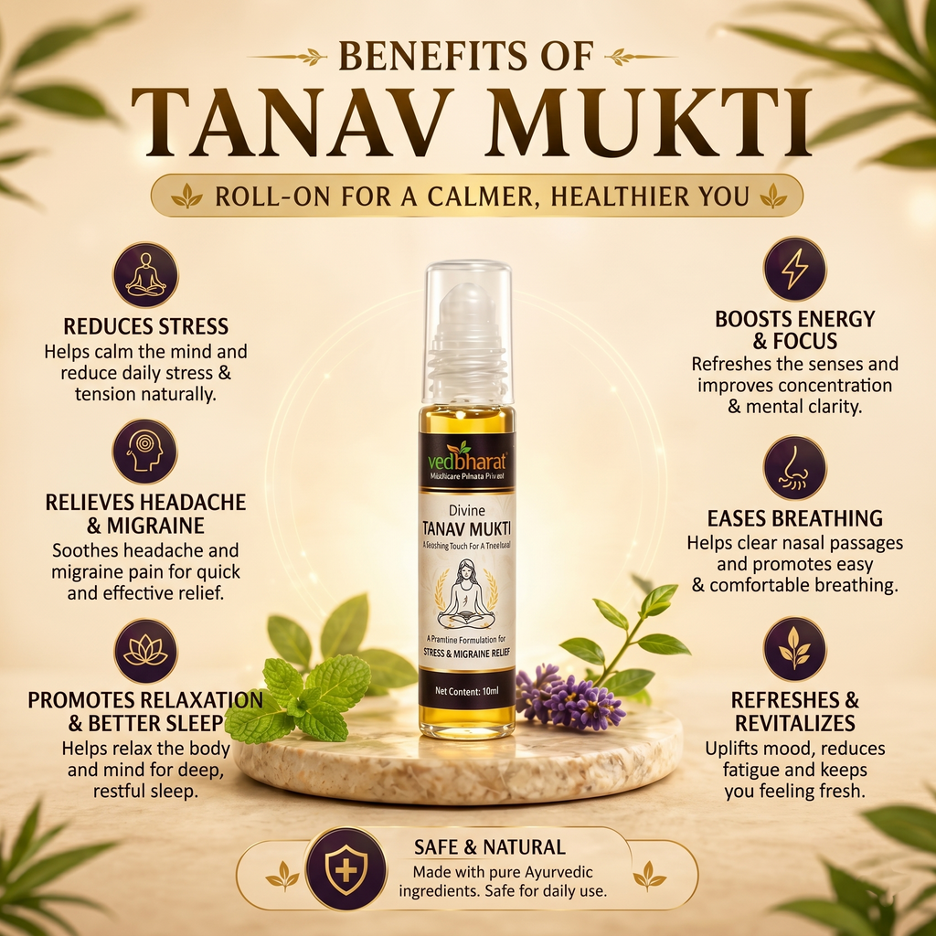 Vedbharat™ Divine Tanav Mukti Roll-On | Ayurvedic Stress Relief Oil | Reduces Anxiety, Headache & Migraine | Calming & Relaxing Formula | For Men & Women