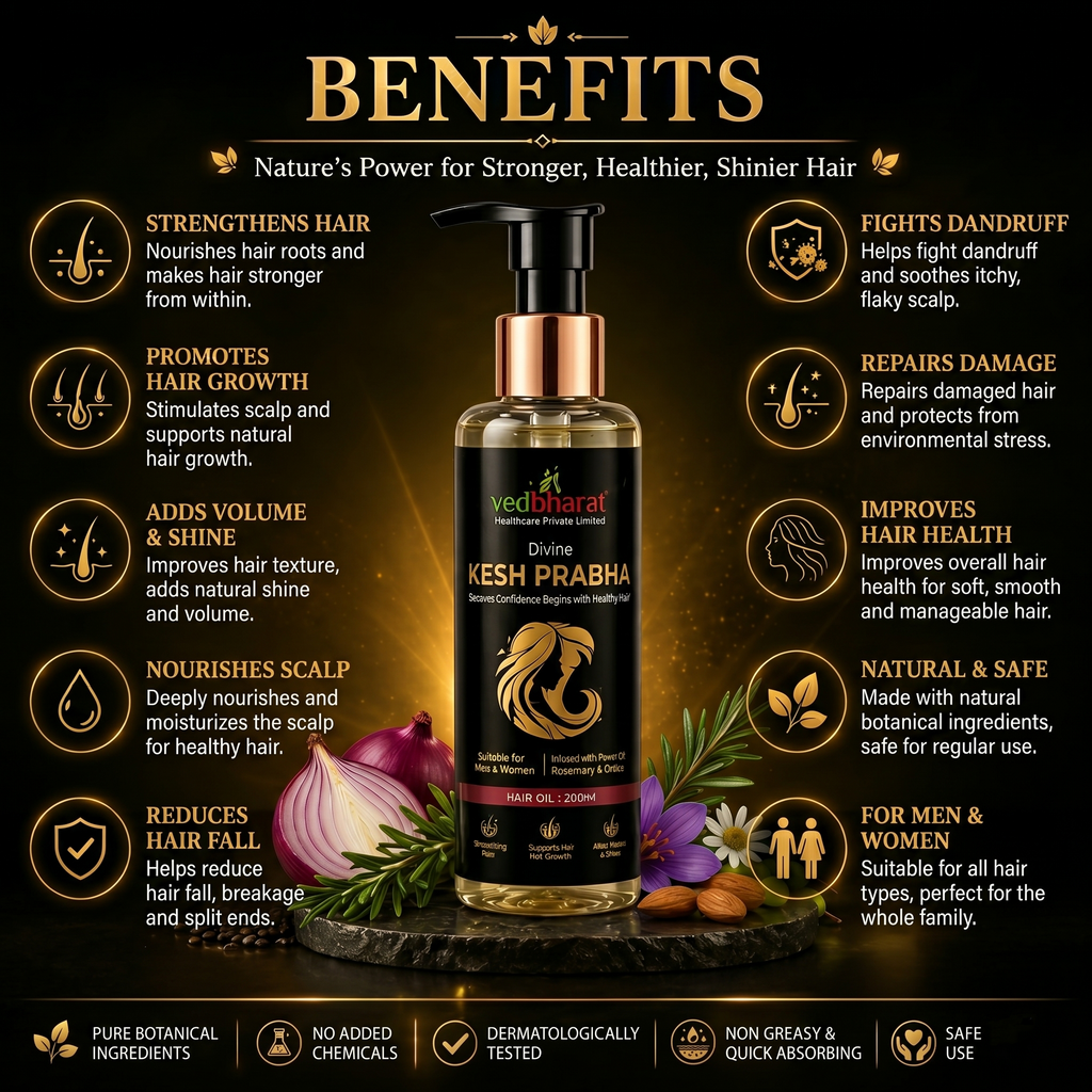 Vedbharat™ Divine Kesh Prabha Hair Care Kit | Ayurvedic Hair Oil & Shampoo Combo | Reduces Hair Fall, Promotes Hair Growth, Adds Shine & Volume | For Men & Women