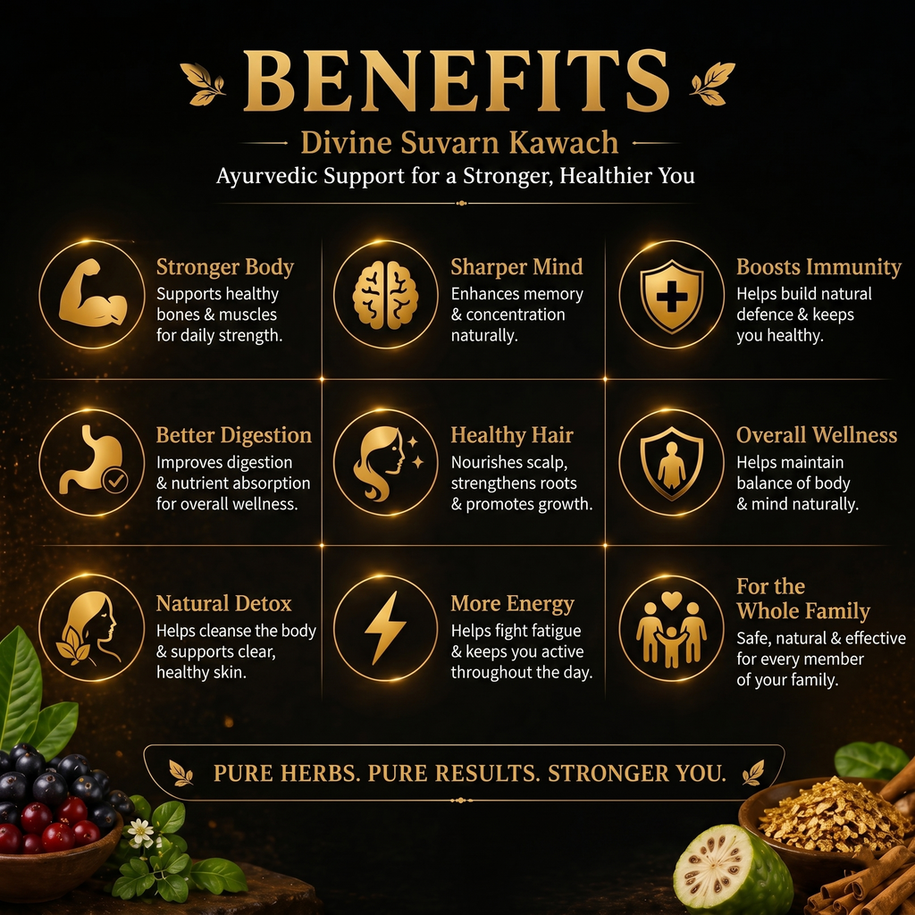 Vedbharat™ Divine Suvarn Kawach Drops | Ayurvedic Immunity & Brain Booster | Supports Growth, Memory & Digestion | For Kids & Adults | Herbal Wellness Formula
