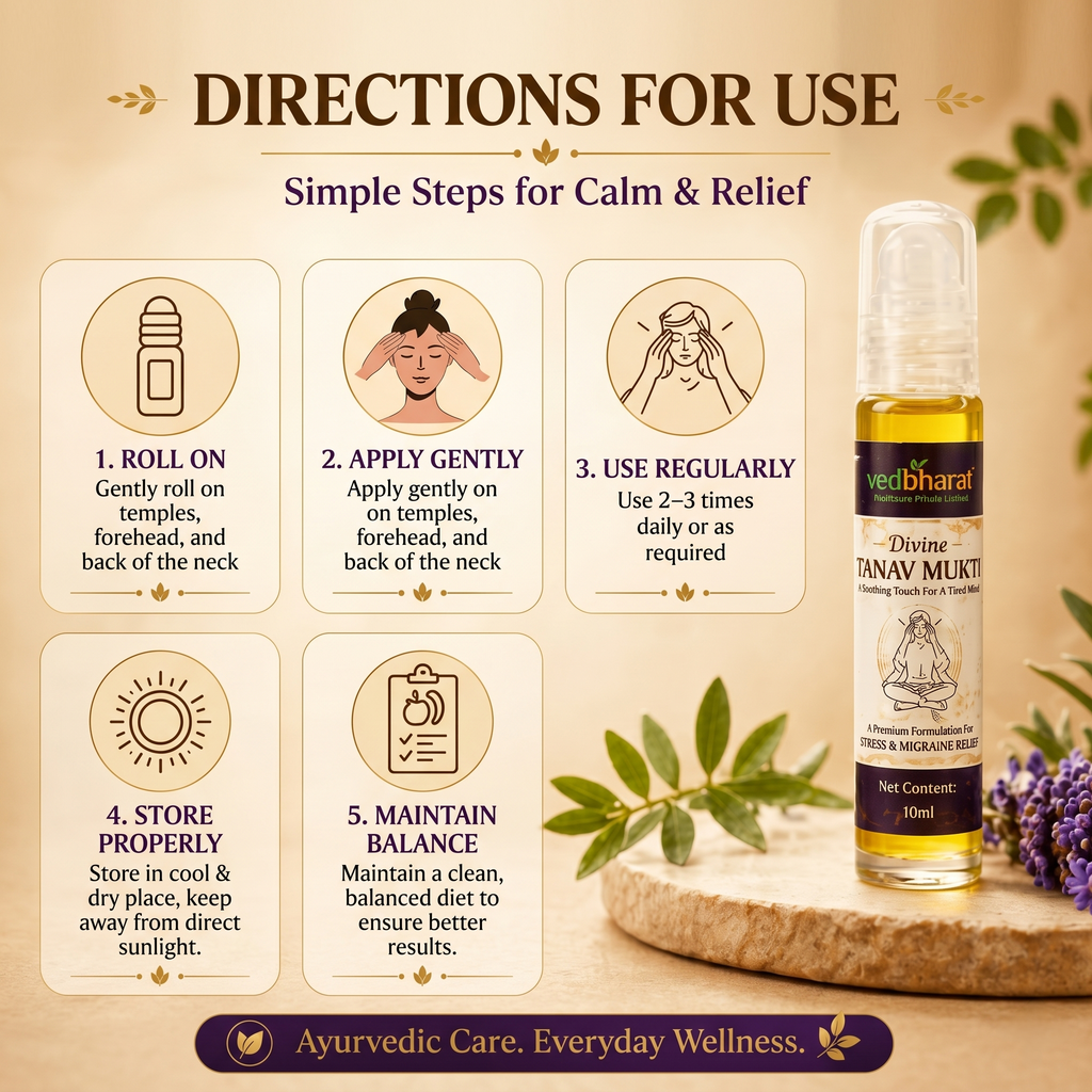 Vedbharat™ Divine Tanav Mukti Roll-On | Ayurvedic Stress Relief Oil | Reduces Anxiety, Headache & Migraine | Calming & Relaxing Formula | For Men & Women