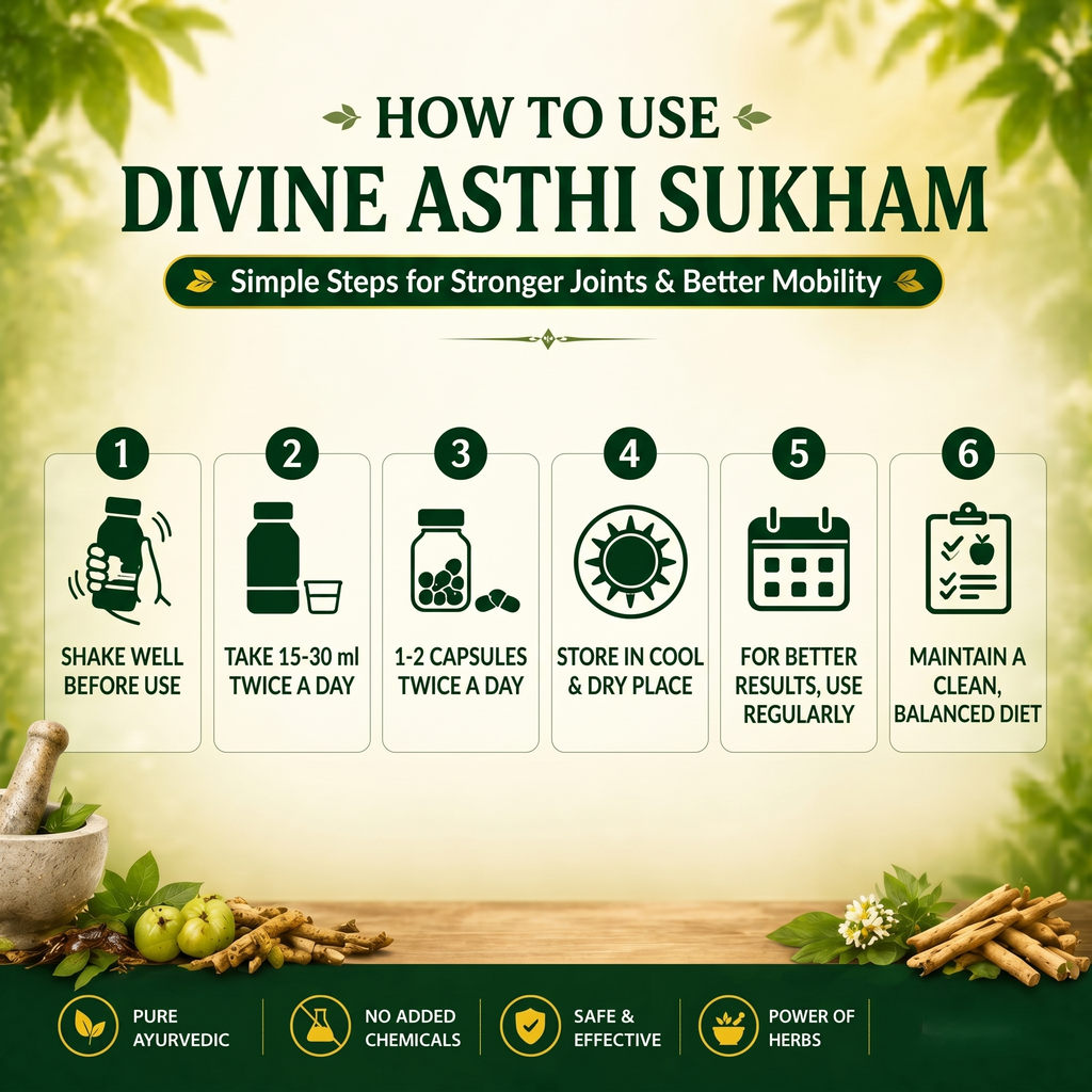 Vedbharat™ Divine Asthi Sukham | Ayurvedic Joint Pain Relief Syrup Kit | Supports Mobility, Flexibility & Bone Strength | Helps Reduce Inflammation & Stiffness | Herbal Joint Care for Men & Women