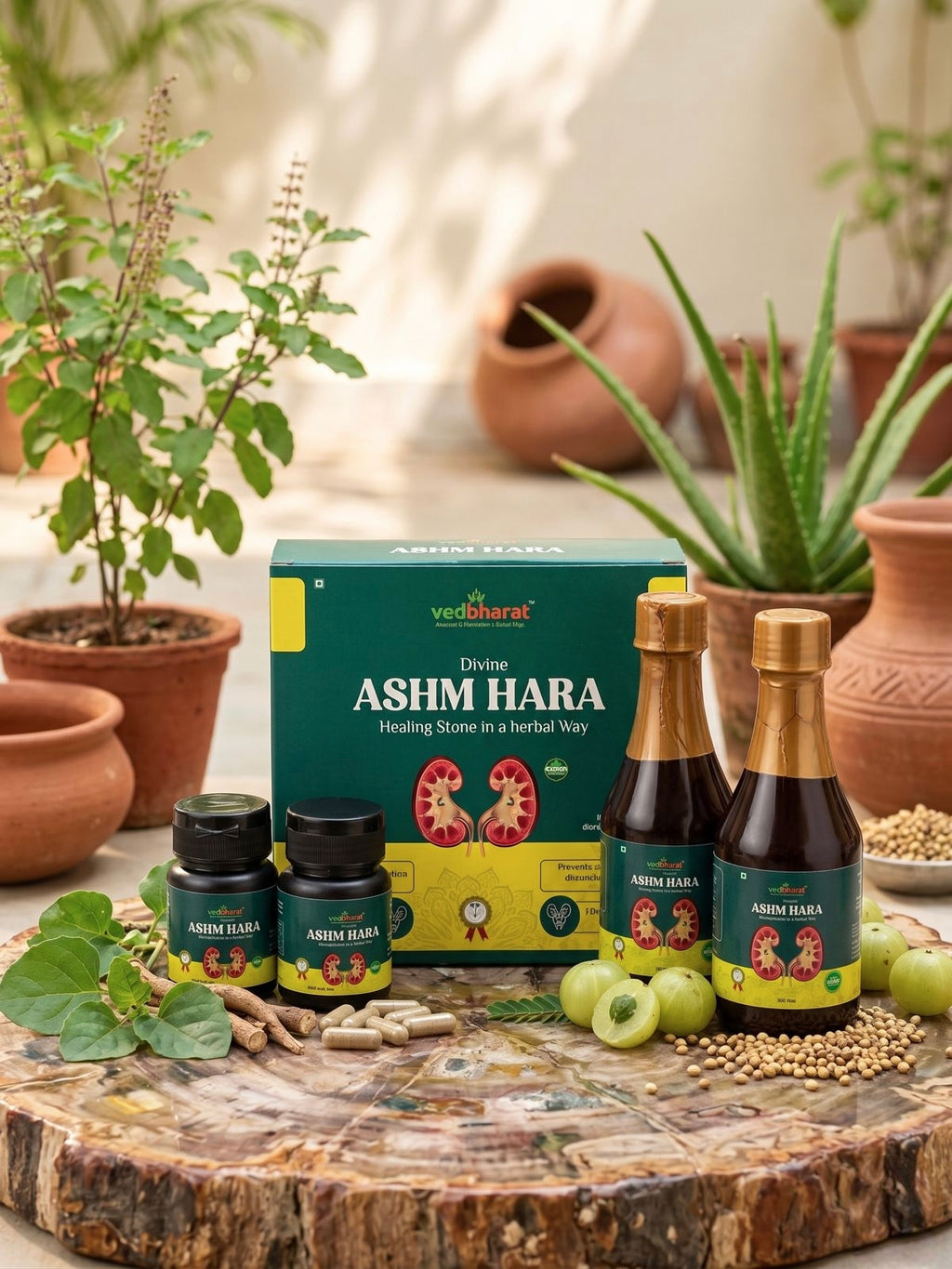 Vedbharat™ Divine Ashm Hara | Ayurvedic Kidney Care Syrup & Capsules Kit | Helps Prevent Kidney Stones | Supports Urinary Health | Detox & Natural Wellness | For Men & Women