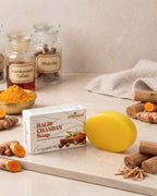 Vedbharat™ Haldi Chandan Soap | Ayurvedic Skin Care Bar | Brightening & Anti-Tan | Removes Impurities & Improves Skin Glow | Natural Turmeric & Sandalwood Soap | 100g
